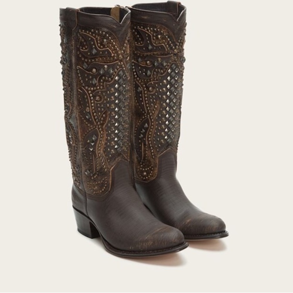 Frye Deborah Deco Studded Tall Western Boot